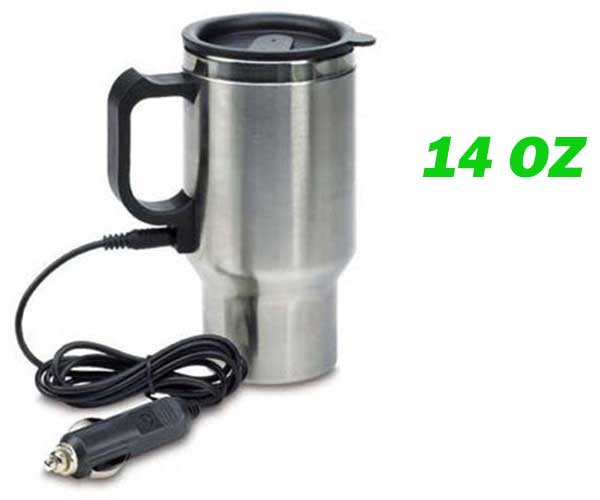 Taza eléctrica para automóvil, 12 V, 15.2 fl oz, eléctrica en el automóvil,  taza de calentamiento de viaje de acero inoxidable, taza de café, té para
